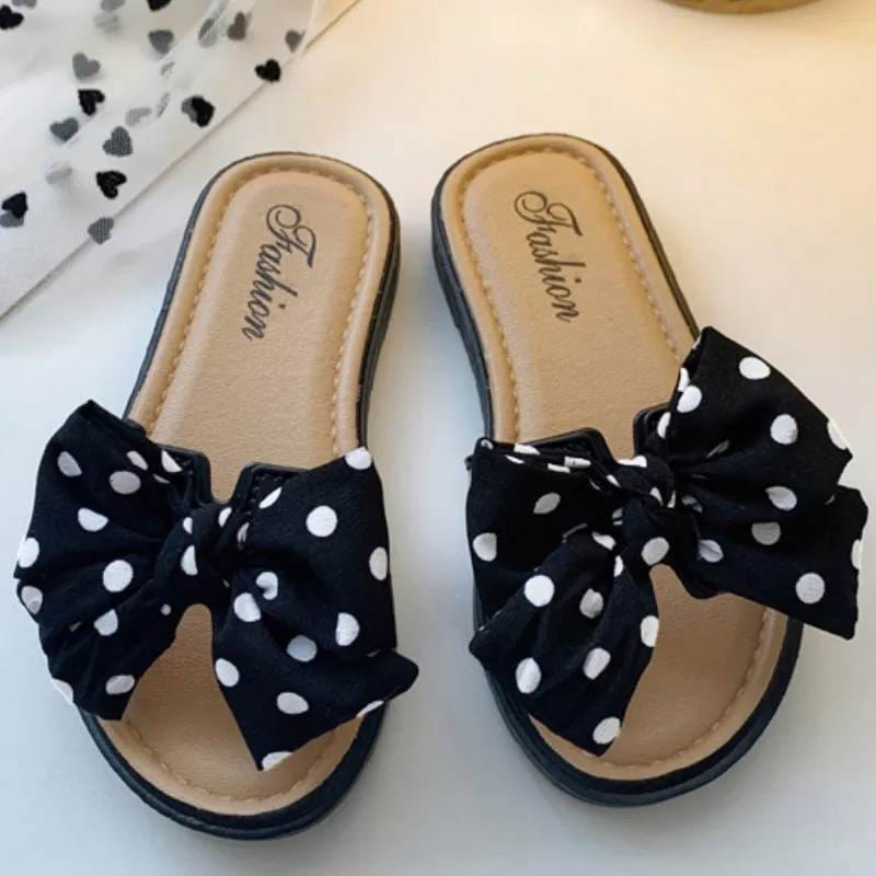 Sandal Selop Anak Perempuan Ribbon Polkadot