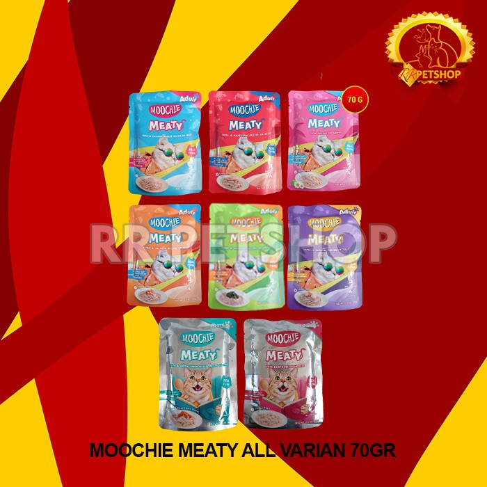 Makanan Basah Kucing Moochie Meaty Wet Cat Food Pouch Sachet 70 gram
