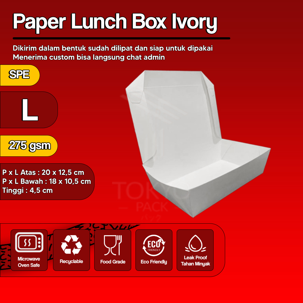 Paper Lunch Box Putih Uk S, M, L - Lunch Box Kertas - Lunch Box Kertas Putih