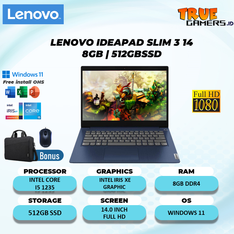 Laptop Lenovo Ideapad Slim 3 14 I5 1235 16GB 512SSD Win11 14.0FHD