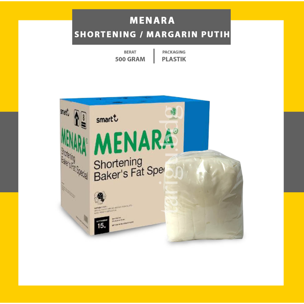 MENARA MENTEGA PUTIH 500GR  - MENARA SHORTENING BAKERS FAT - CAKE SOFT CREAM - CREAMING FAT WHIP KRIM - BAHAN MEMBUAT BUTTER CREAM - MENARA BAKERS FAT SPECIAL - MENTEGA KILOAN