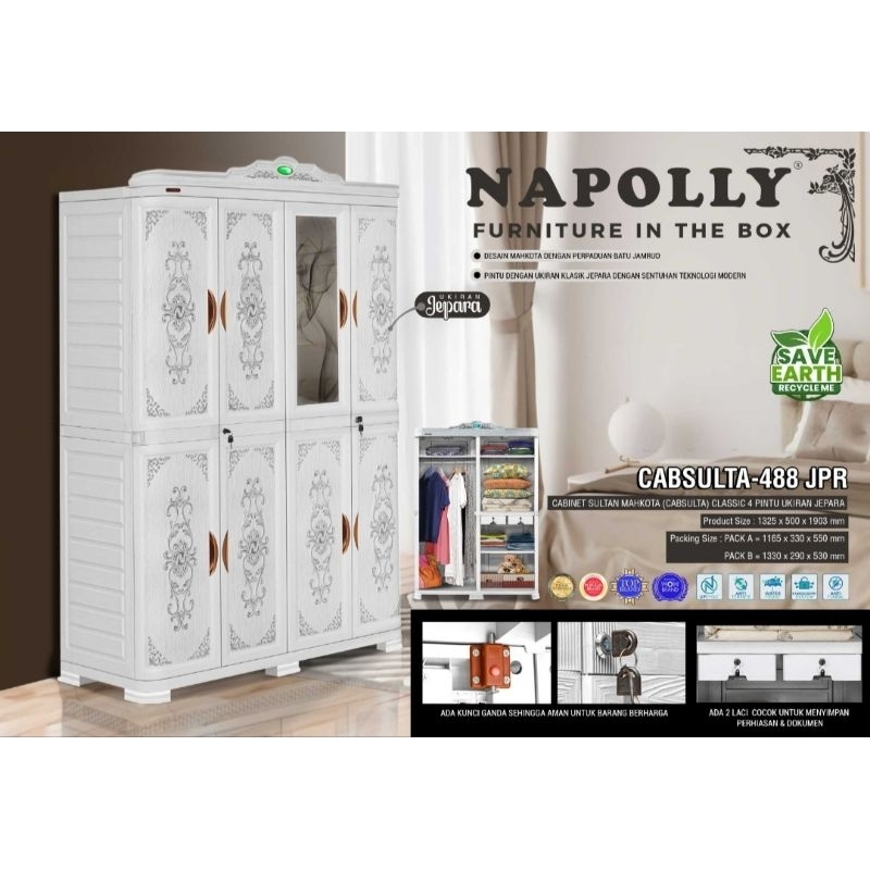 (KHUSUS BOGOR) LEMARI PAKAIAN 4 PINTU NAPOLLY CABSULTA 488 JPR