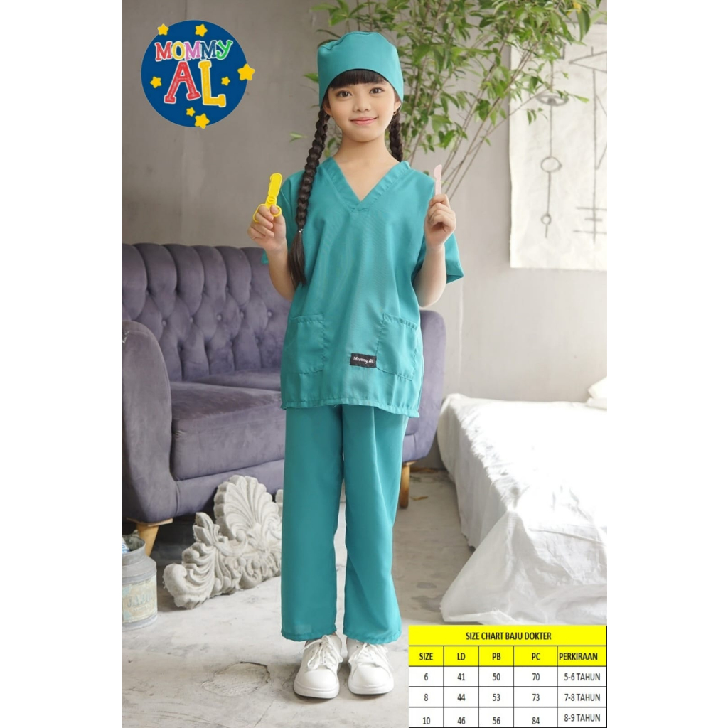 BAJU DOKTER ANAK 6-9 TAHUN/BAJU DOKTER BEDAH/BAJU OKA/BAJU DOKTER ANAK/BAJU PROFESI ANAK