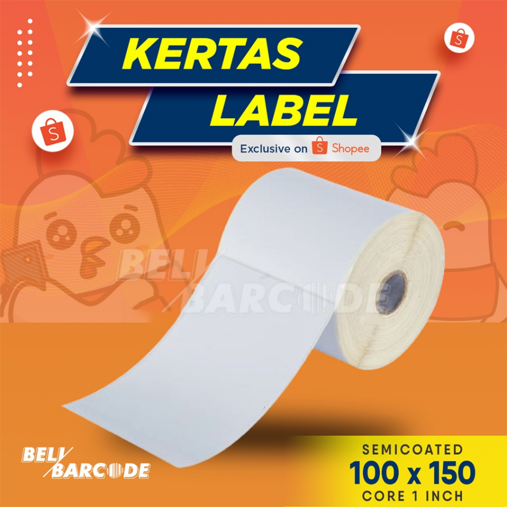 Stiker Label Semicoated 100 x 150 mm 1 Line isi 375 Pcs Cetak Resi