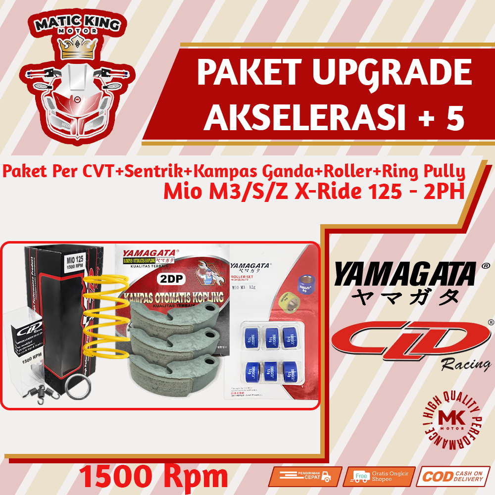 Paket Per CVT + Sentrik + Roller Kampas ganda Yamaha Mio M3 S Z Soul GT Fazzio Lexi X Ride Fino Freego 125 CLD YAMAGATA 1000/1500 RPM