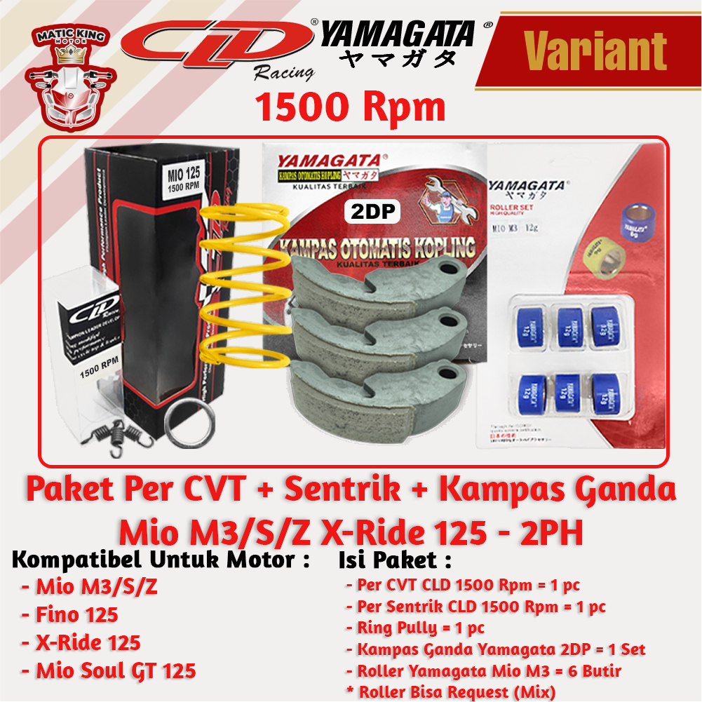 Paket Per CVT + Sentrik + Roller Kampas ganda Yamaha Mio M3 S Z Soul GT Fazzio Lexi X Ride Fino Freego 125 CLD YAMAGATA 1000/1500 RPM