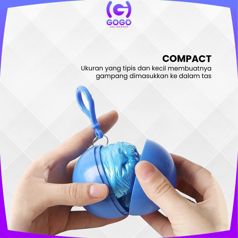 GOGO-C853 Jas Hujan Bola Plastik Gantung Warna Warni Anti Air / Jas hujan Konser Raincoat Travel Portable Dengan Gantungan Bola Kunci