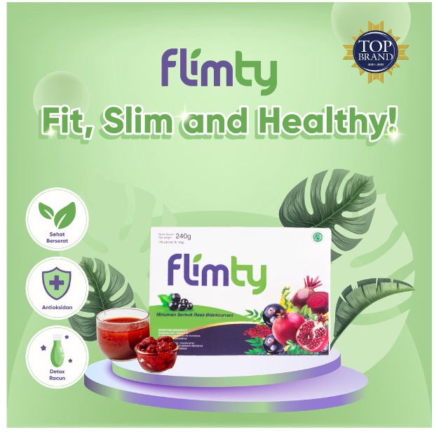 

[BPOM] Flimty Minuman Serbuk Rasa Blackcurrant Raspberry Minuman Serbuk 240G Fiber 1 Box isi 16 sachet Antioksidan