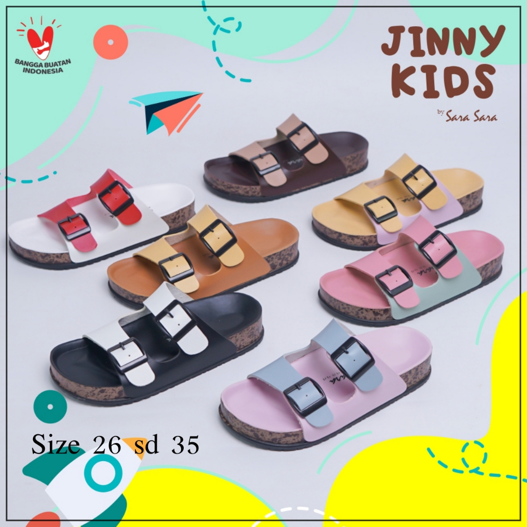 Sara Sara JINNY KIDS Sandal anak perempuan casual sendal slop anak cewek model birken gesper ban dua