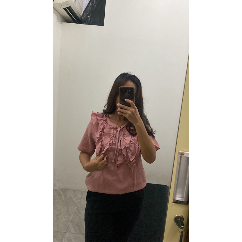 (Nett) Preloved Blouse Dusty Pink / Dusty Pink Blouse / Blouse Tangan Pendek / Blouse Kerja / Blouse