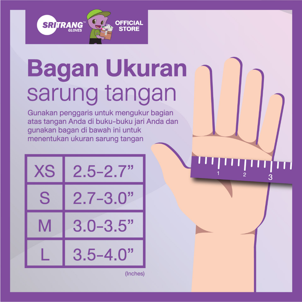 Sritrang Latex Exam Glove Powder Free Putih / Handscoon Sarung Tangan Safeglove