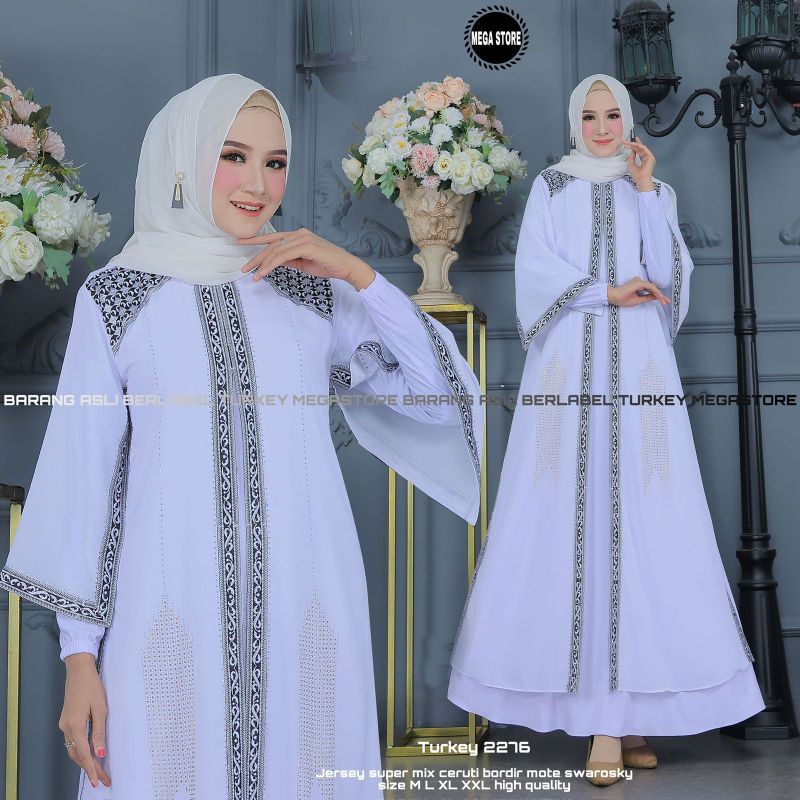 Gamis Turkey 2276 Dress Original By Mega Store Longdress Busana Muslimah