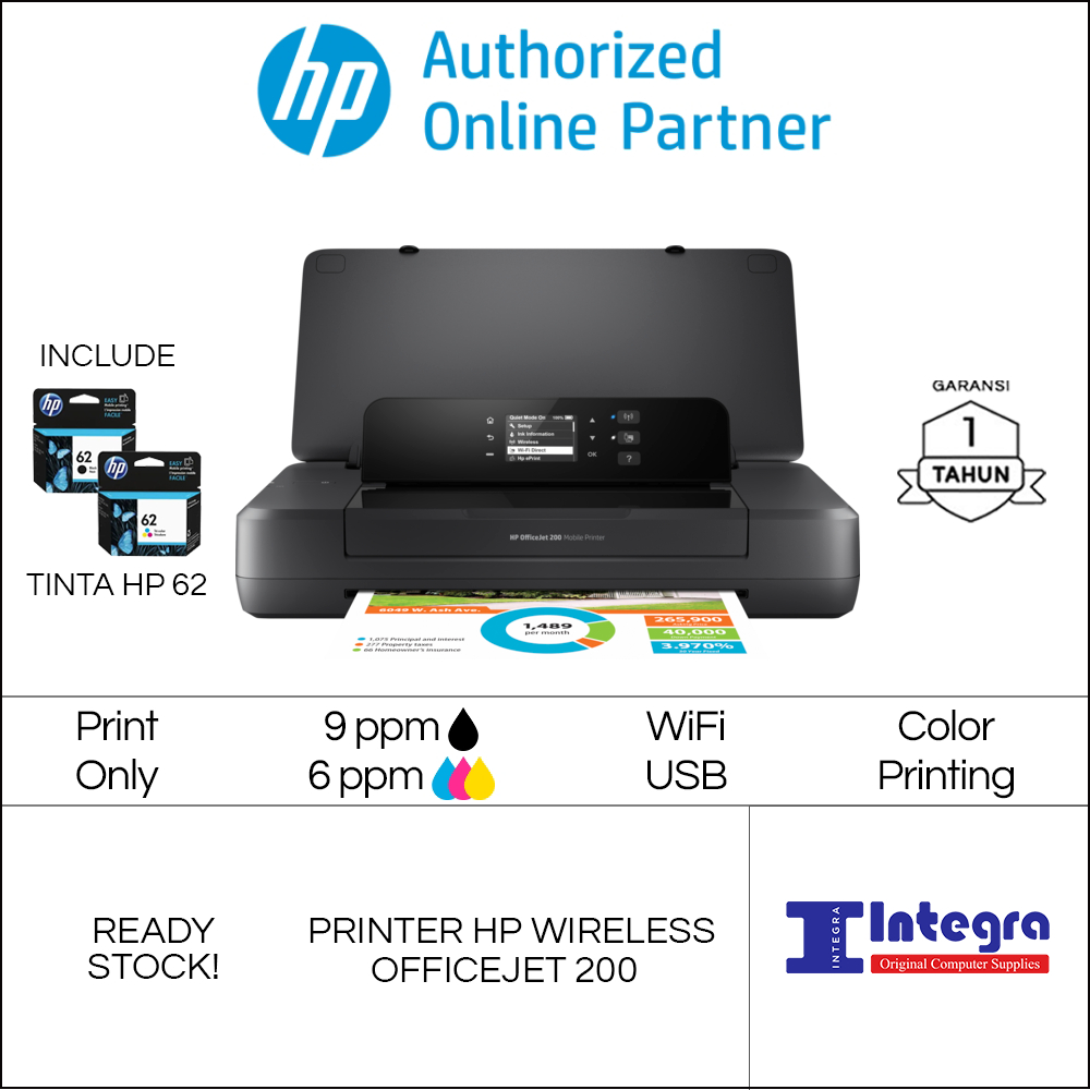 HP OfficeJet Wireless 200 Mobile Printer (OJ200) - Printer Portable