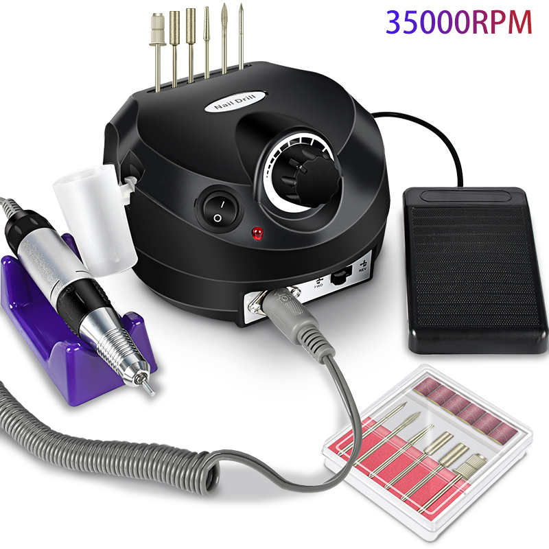 Set Alat Kikir Kuku Elektrik Nail Manicure Pedicure 35000 RPM - 202 - Black