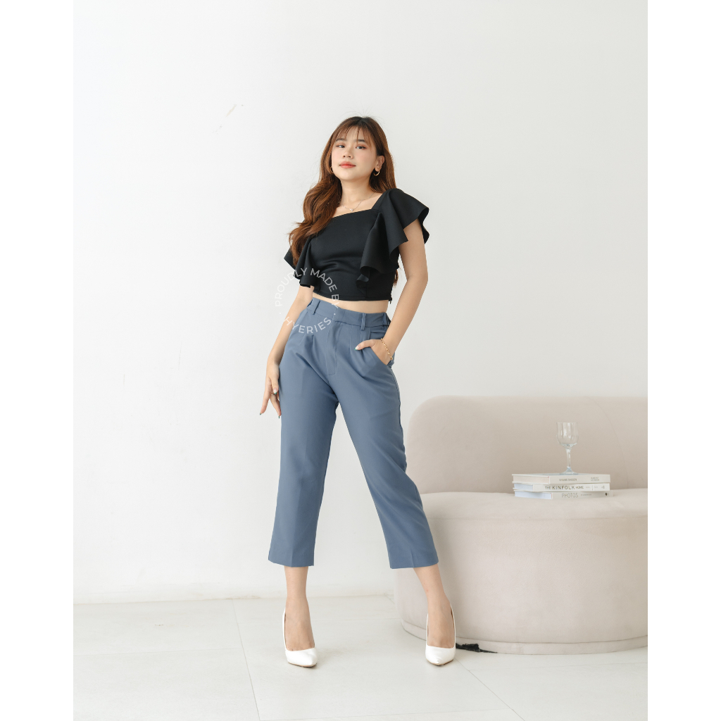 [ HYERIES ] Mina Highwaist Pants celana panjang wanita HW skinny pants harem celana ankle pants celana ankle celana basic wanita korea high waist pants celana kasual wanita celana kerja celana kantor celana polos cewek kekinian celana kain 7/8 pants