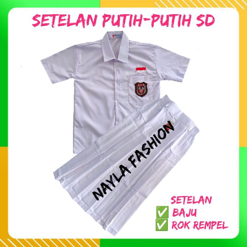 SETELAN SERAGAM SEKOLAH SD SETELAN PUTIH-PUTIH PEREMPUAN KELAS 1-6 SD