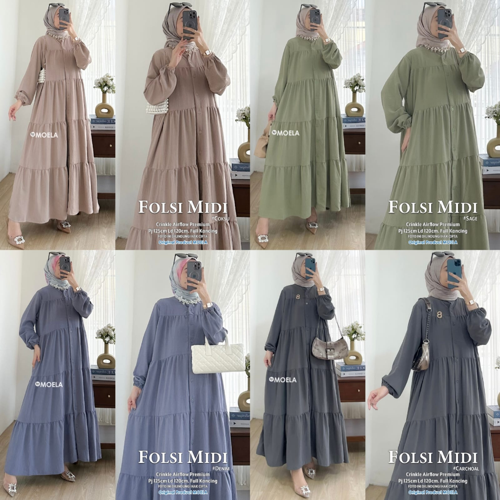 FOLSI MIDI By MOELA MIDI DRESS HITAM POLOS LD 120