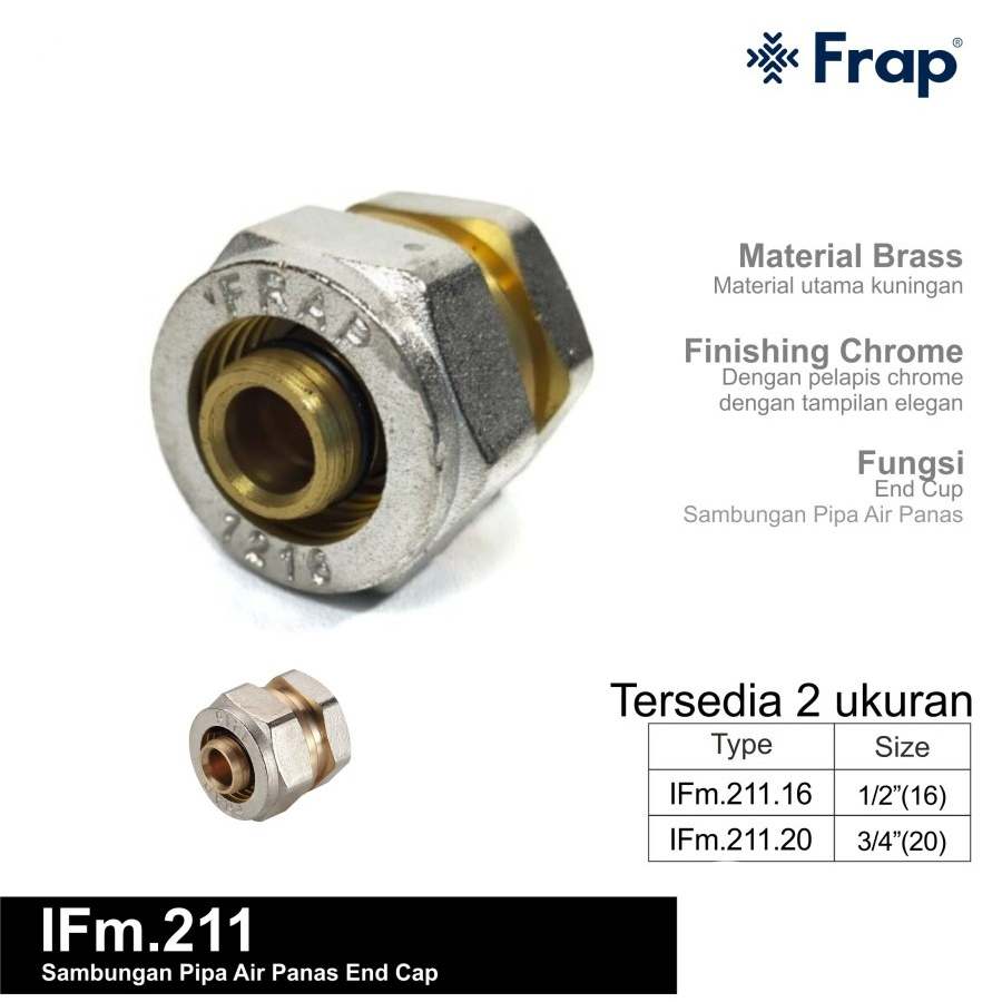 Dop Pex Frap End Cap 1/2" Brass 1/2 Inch FITTING PIPA AIR PANAS - 1/2"