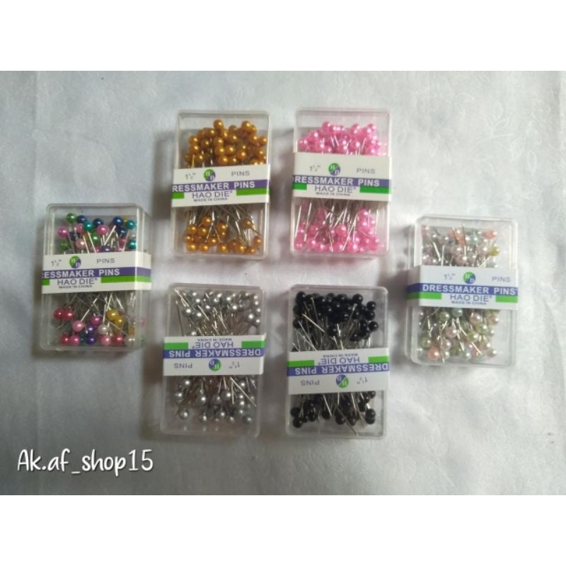 [PER Kotak ]Jarum pentul besar Box mika isi -+80pcs/jarum stinles s mutiara hijab [Makassar]