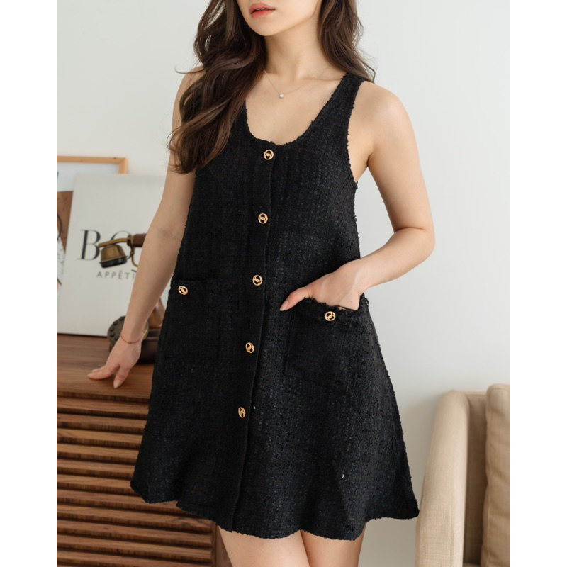 [ Keyclothingline ] Suri Dress / Tweed Dress Wanita