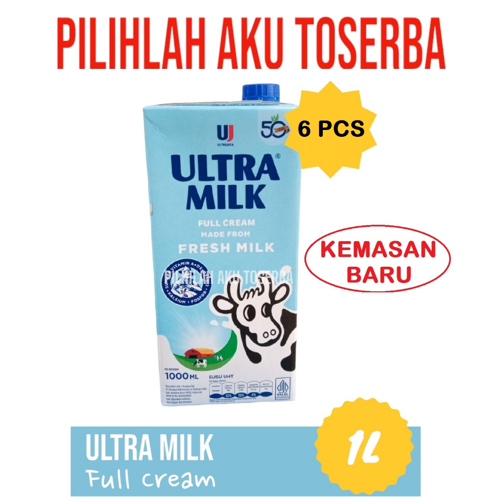 SUSU ULTRA FULL CREAM 1 LITER / Ultra Milk Full Cream 1000 ML - ( 1 PAKET ISI 6 )
