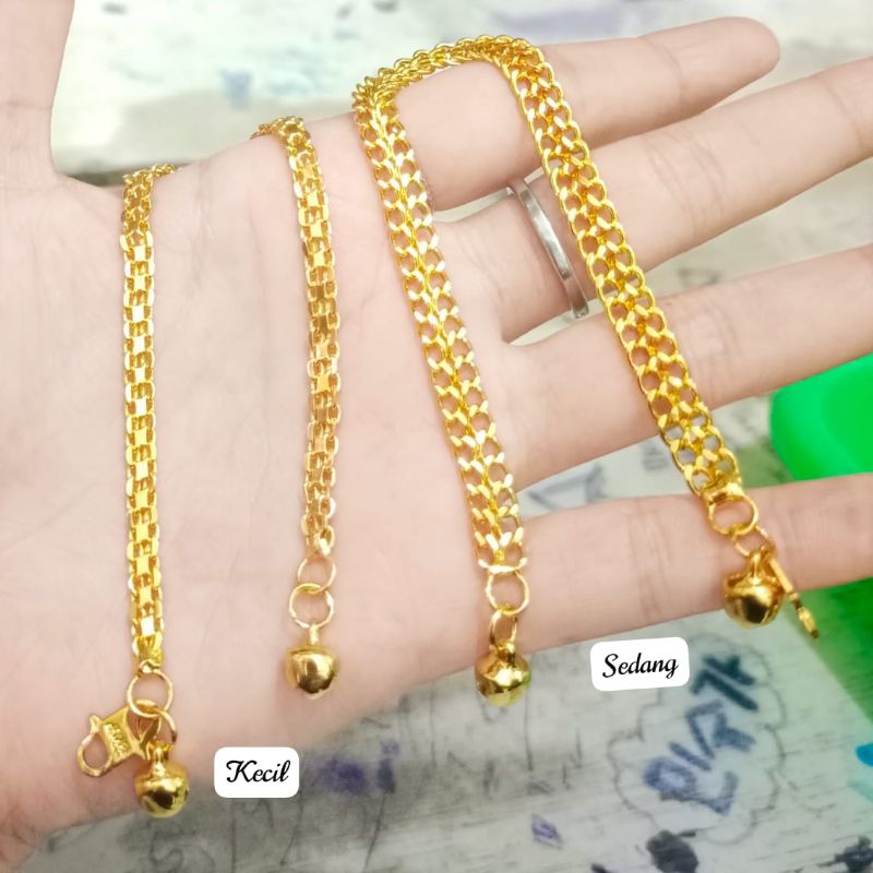 gelang titanium asli berlapis emas