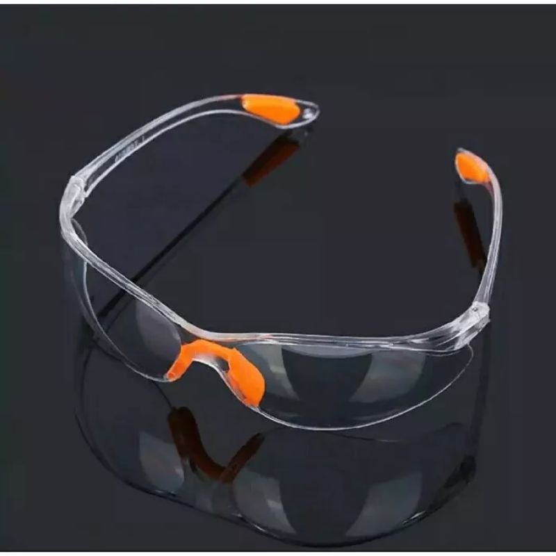 Kacamata Safety Tukang Las Fashion Clear Bening Kerja Medical Lab Kaca Mata Kombinasi Warna Orange