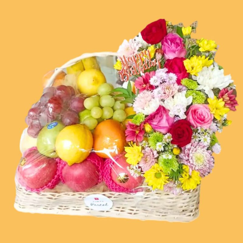 

Parcel Buah Premium + Bunga [Medium 03] Rumahparcelbali