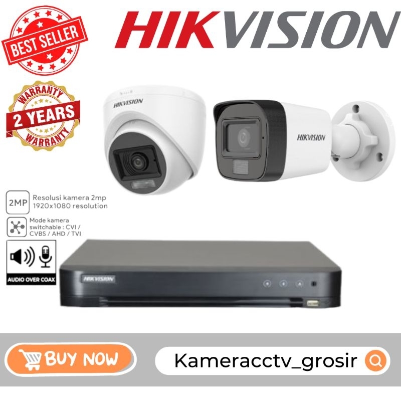 PAKET CCTV HIKVISION 2MP AUDIO COLORVU 4 CHANNEL 2 KAMERA