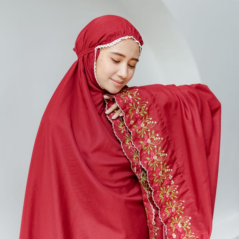 Mukena Dewasa AMIRA 2 IN 1 Bordir Motif Katun Mikro Jumbo Full Bordir