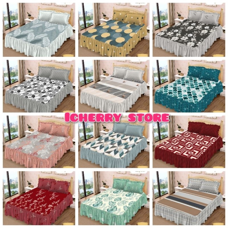 3in1 Sprei Lady Rose 3D Rumbai King 180x200 Queen 160x200 Motif Blasco, Carmine, Crimpson, Charcoal,