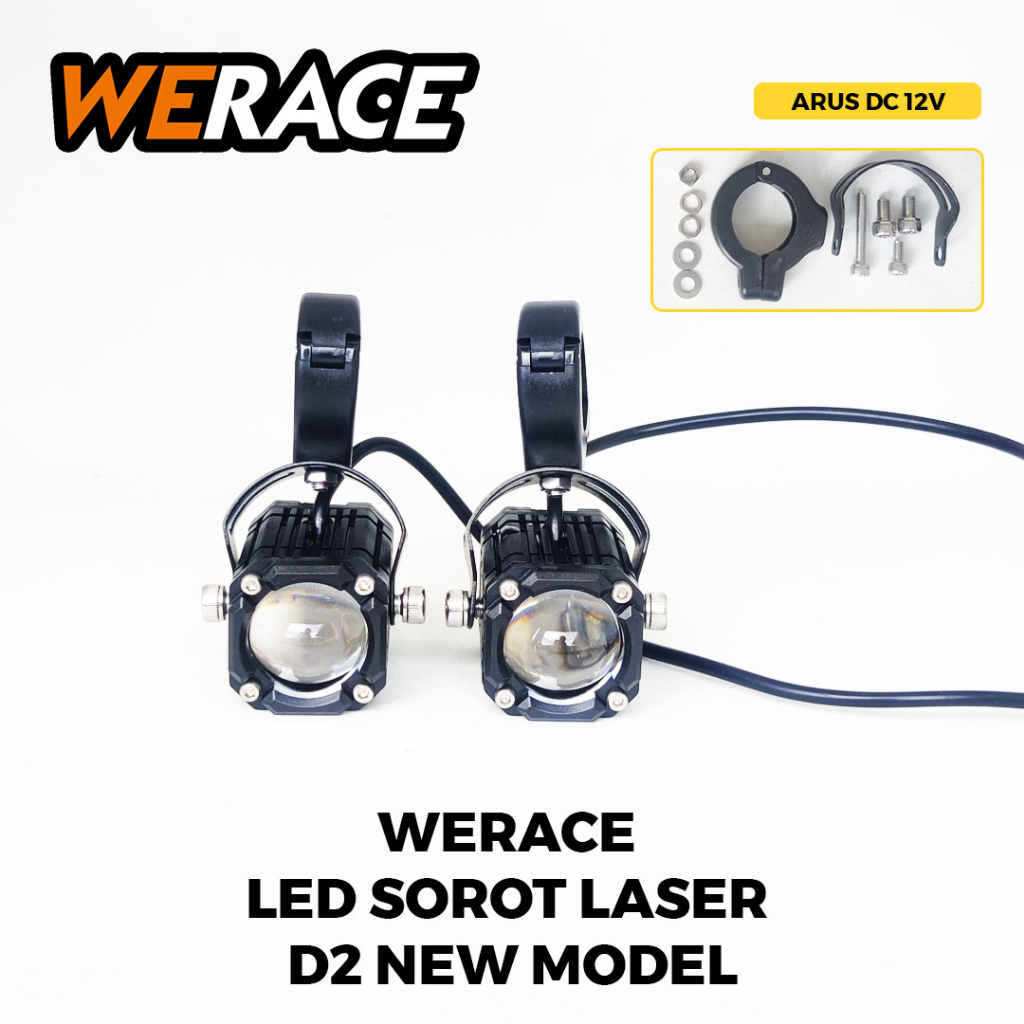 [WERACE] LED SOROT LASER D2 + DEVIL BLUE / RED NEW MODEL TERANG BERKUALITAS HARGA 1 SET (SEPASANG)