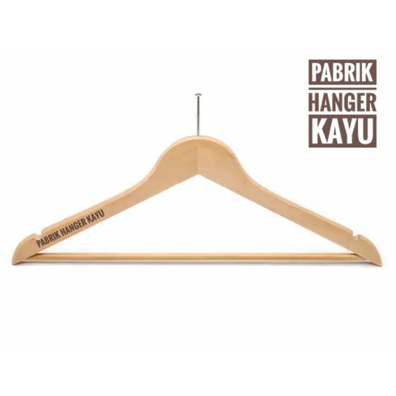 HANGER KAYU NATURAL DEWASA PALANG HOTEL / ANTI THAF