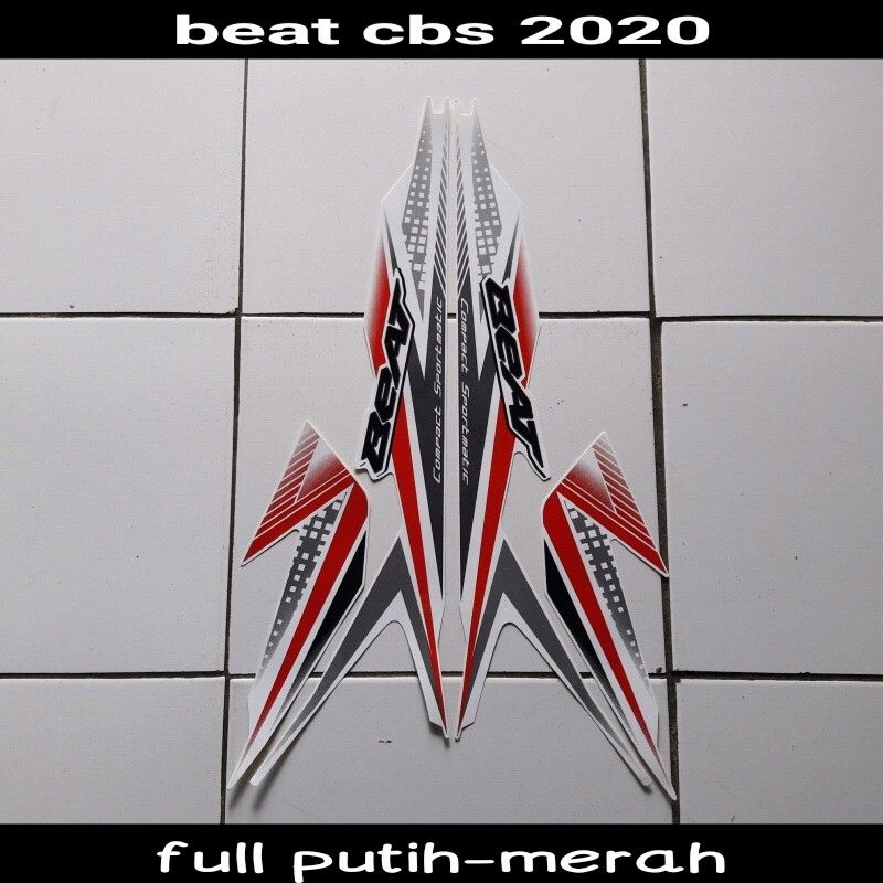 striping honda beat 2020 warna full putih merah