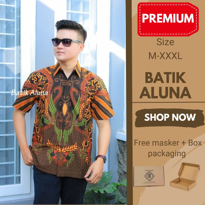 PD 004Batik Pria Lengan Pendek Premium Batik Aluna