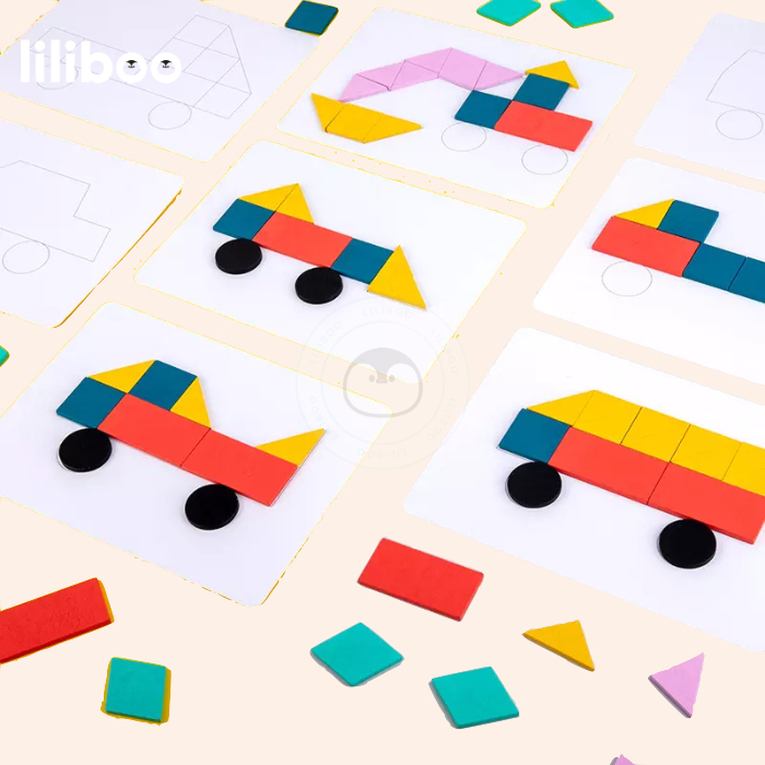 Mainan Edukasi Anak Montessori Kayu Creative Thinking Puzzle Transport