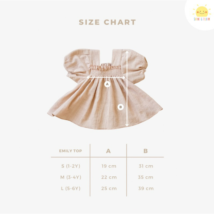 Emily Top 1-6 Tahun Puffy Blouse Linen Anak Perempuan CBKS SNB