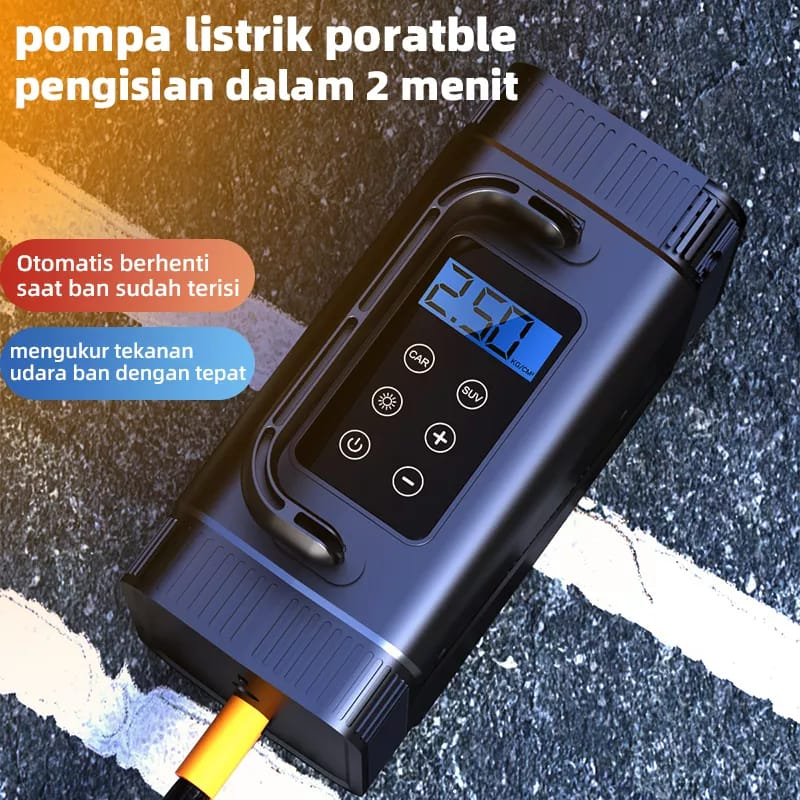 PRODUK MURAH Pompa Angin Portable Pompa Ban Mobil Truk Motor Elektrik Cek Tekanan kompresor mini Angin Digital