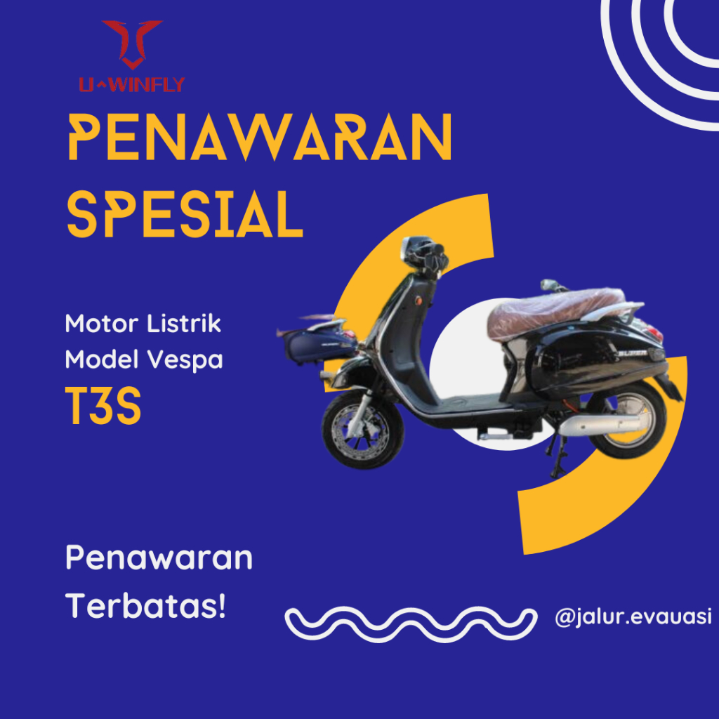 Motor Listrik Model Vespa Uwinfly T3s / Garansi 10 Tahun
