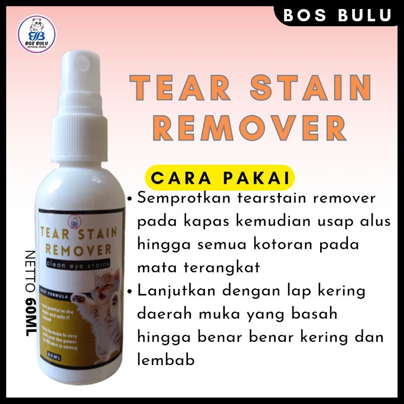 tearstain remover spray pembersih noda air mata hidung kucing 60ml