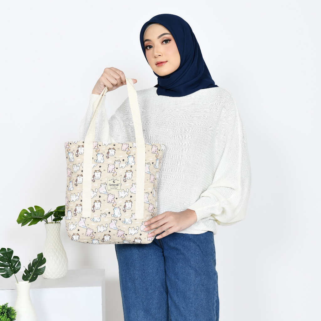 Tas Tote Bag Aesthetic resleting kuliah Wanita kekinian bahan kanvas sueding polos dan canvas motif bisa custom sablon untuk seminar souvenir dan tas ibu ibu pengajian