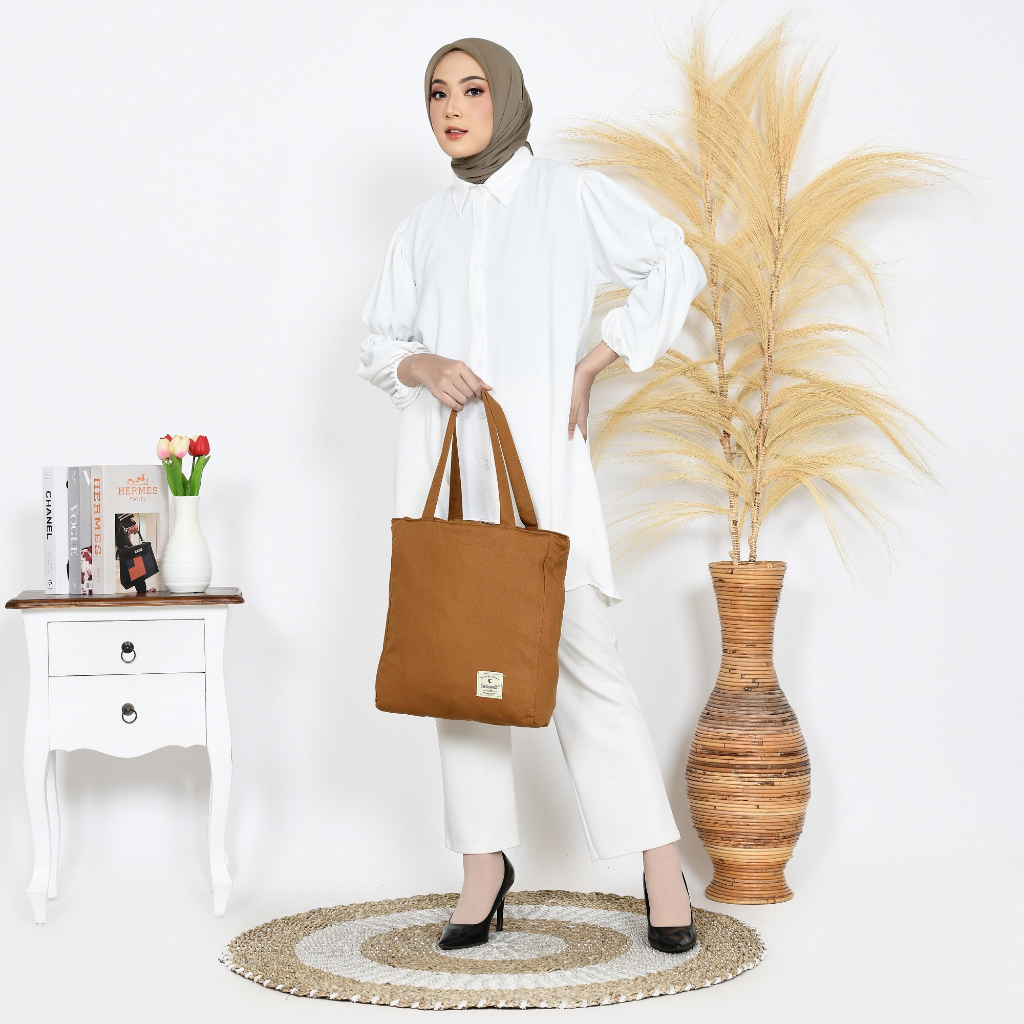 Tas Tote Bag Aesthetic resleting kuliah Wanita kekinian bahan kanvas sueding polos dan canvas motif bisa custom sablon untuk seminar souvenir dan tas ibu ibu pengajian