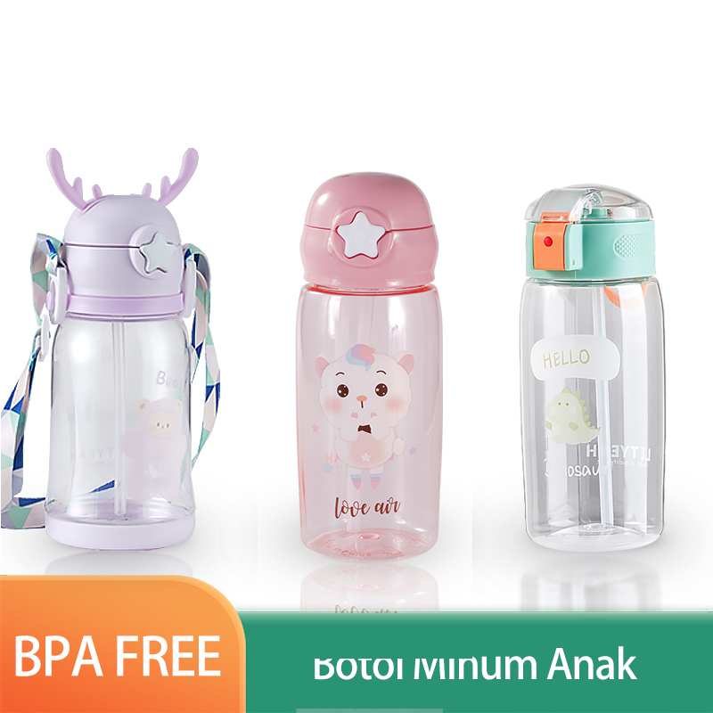 Letyeah &amp; Anantagt botol minum anak karakter sedotan Anti tumpah pola Lucu plastik murah Water Bottle Food Grade