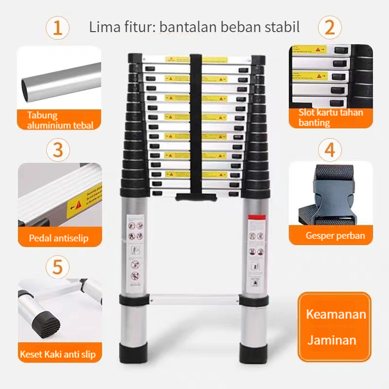 HIGHLINE Tangga Telescopic Lipat Aluminium Teleskopik Single Ladder