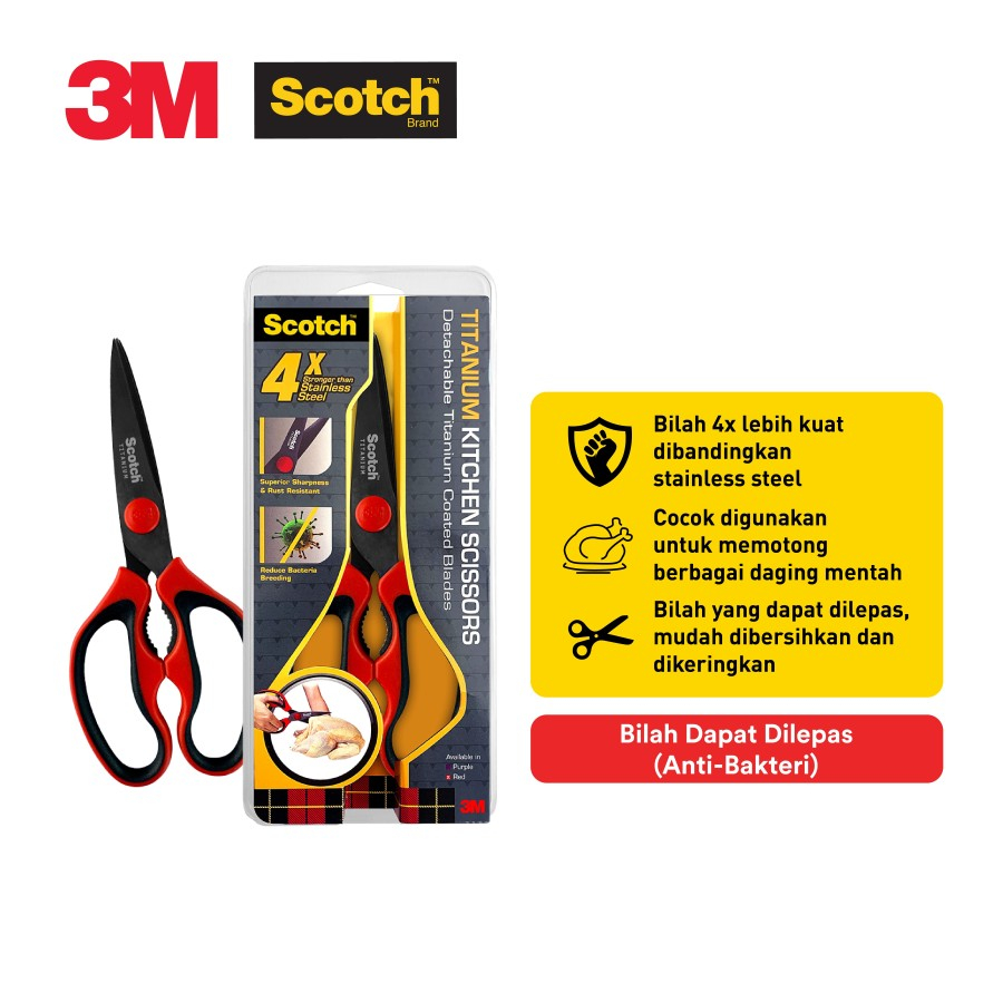 

Scotch 3M Gunting Dapur atau Gunting Makanan KS-DTR - Merah, 9 inch