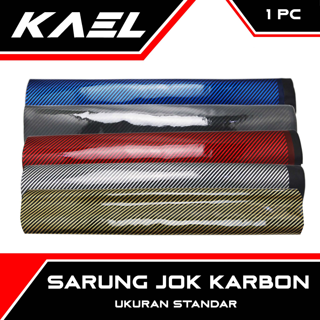 Sarung Jok Carbon Ukuran Standar Cover Tutup Penutup Kulit Karbon Kevlar Cevlar Jog Merah-Hitam-Silver-Emas-Biru