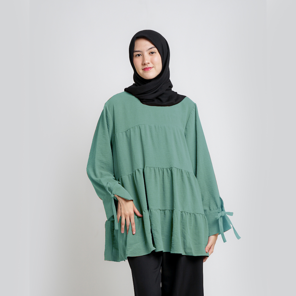 Tunik Dress Crinkle Blouse - Blouse wanita Korean Style - Baju Atasa wanita