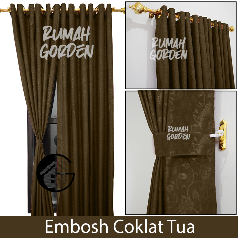 TIRAI PINTU DAN GORDEN JENDELA POLOS EMBOS ABU COKLAT SMOKERING 12 LUBANG KORDEN WARNA MOCCA MAROON