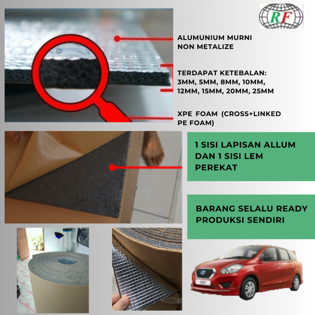 Peredam Panas Mobil 10mm x 1Mtr x 1Mtr Peredam Suara Kap Mesin Mobil