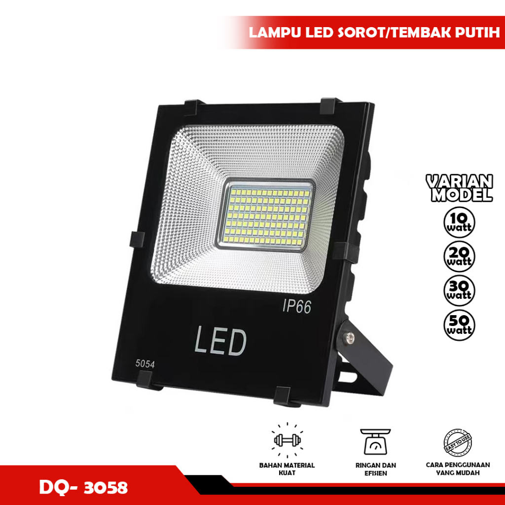 LAMPU TEMBAK FLOOD LIGHT/ LAMPU LED SOROT PUTIH  -10W/20W/30W/50W PUTIH - sosoyo